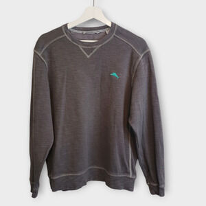 Tommy Bahama Sweatshirt Mens Medium Gray Tobago Bay Crew Neck Logo Pullover